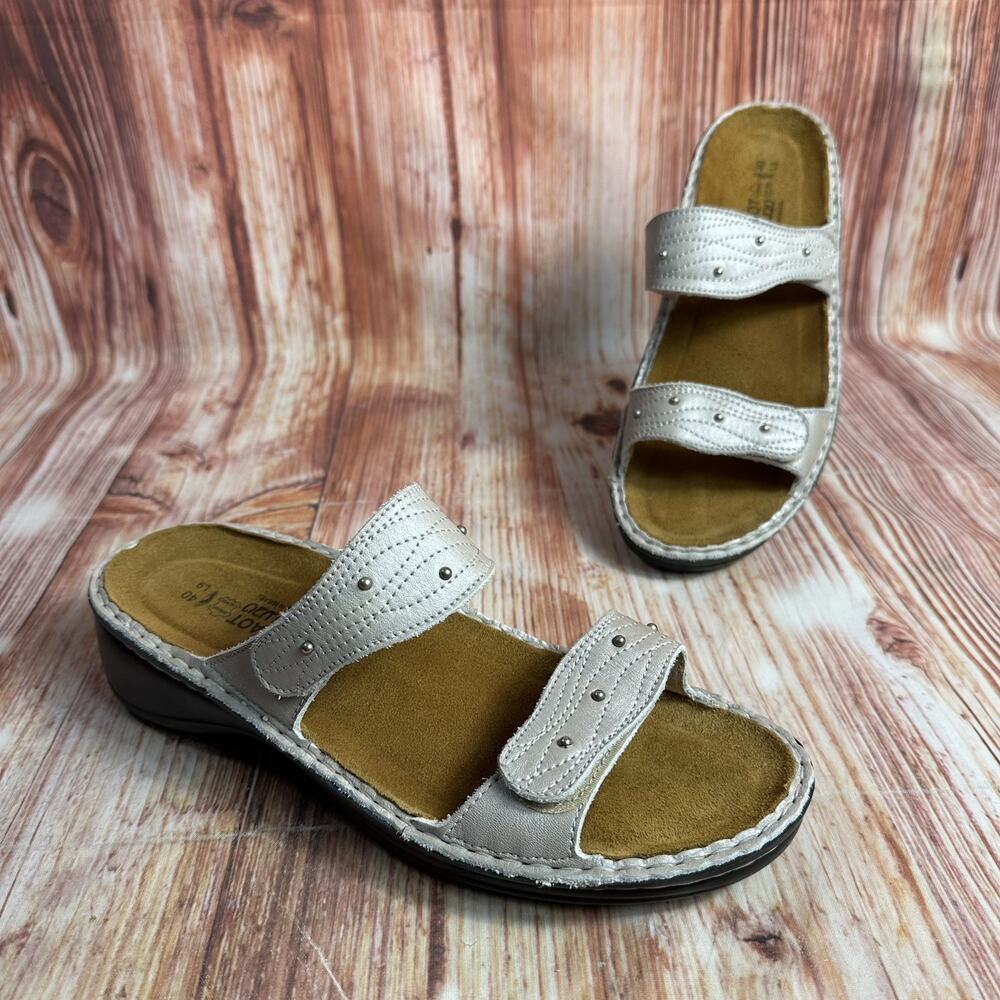 Naot Womens Size 9 EU 40 Leather Double Strap Slides Sandals Open Toe Shoes